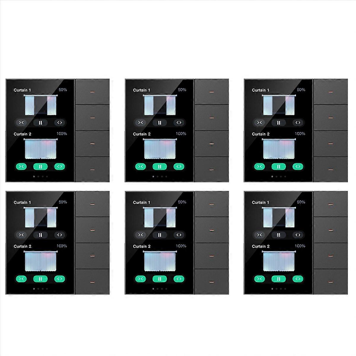 6pcs 3.5 Inch Smart Wall Switch Touch Screen 4 Groups Switch 8-Way Scene Radar Sensor Dimming Switch