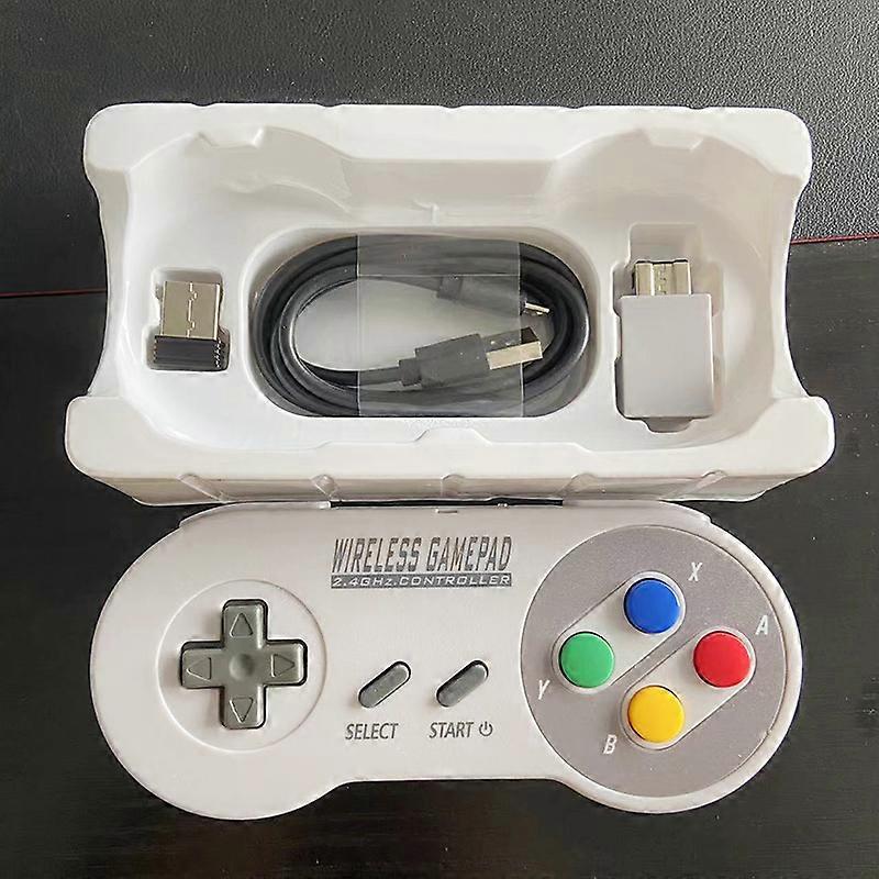 2 Reciever Game Controller Wireless Colorful Button 2.4G Gamepad Joypad Joystick Compatible for SNES Mini PC Windows NS Switch