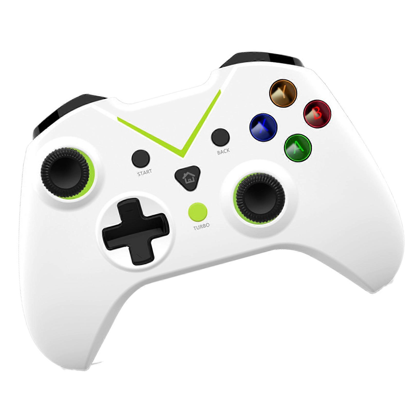 Manette de jeu sans fil Retour de vibration Conception confortable Poignée de jeu compatible Bluetooth Réactif Contrôle blanc avec vert