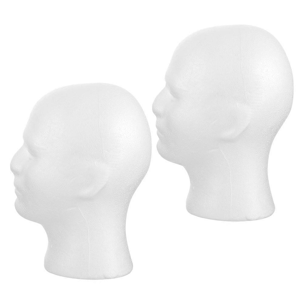 Foam Mannequin Head Male for Display 2Pcs White Wig and Hat Display