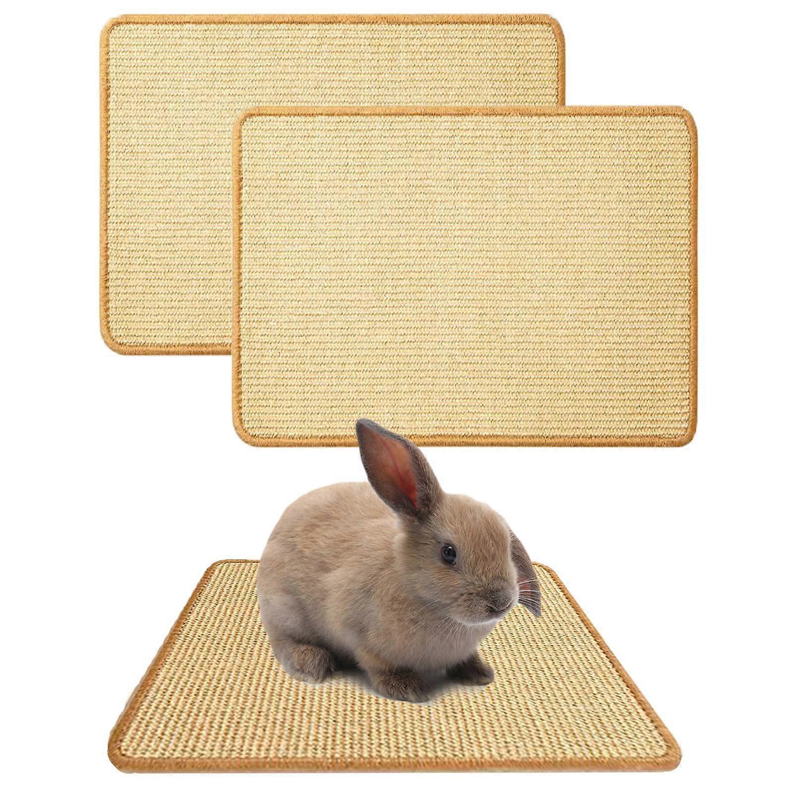 Set of 2 Natural Scratching Mats for Rabbits, Claw and Teeth Care Mats for Cages, Chew Toys for Rabbit Cages, Bedding for Biting and Sleeping