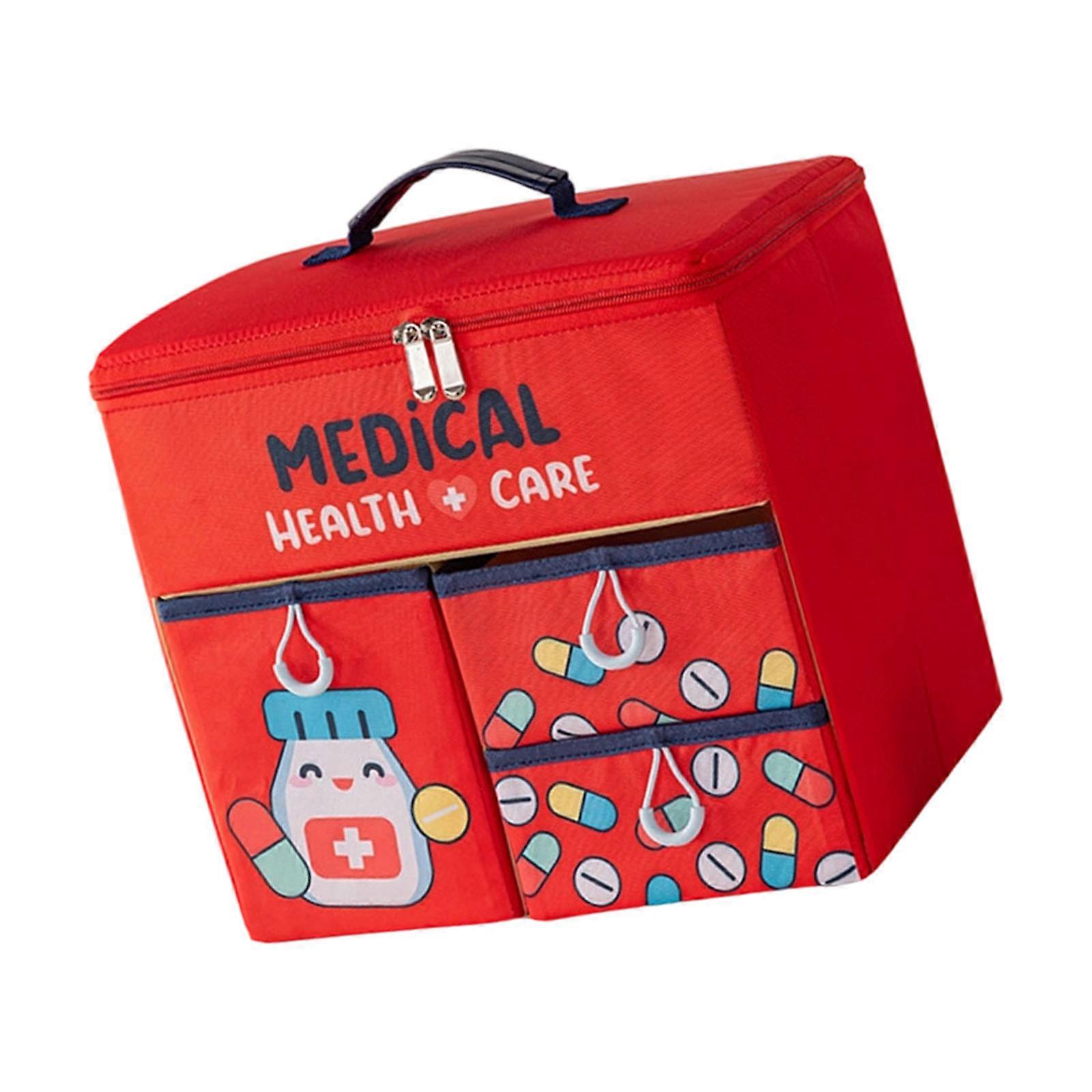 Waterproof Polyester Medicine Storage Bag Foldable Multiple Layer for Damp Environment Protective and Living Solution  Red