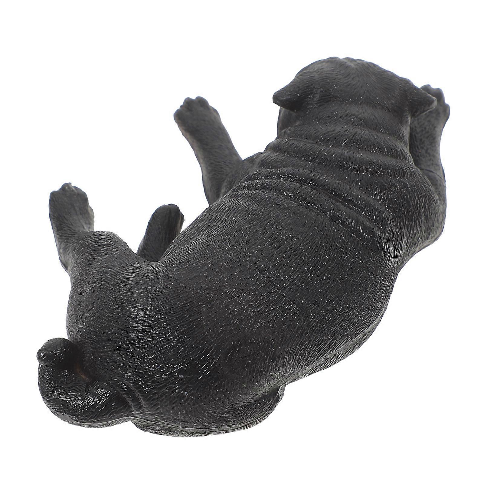 Dog Figurine Simulation Dog Craft for Decoration Black Plastic Model