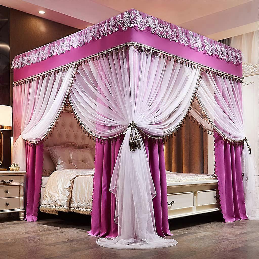 Princess Four Corner Bed Canopy with Mosquito Net for Twin Full Queen King Size Bedrooms