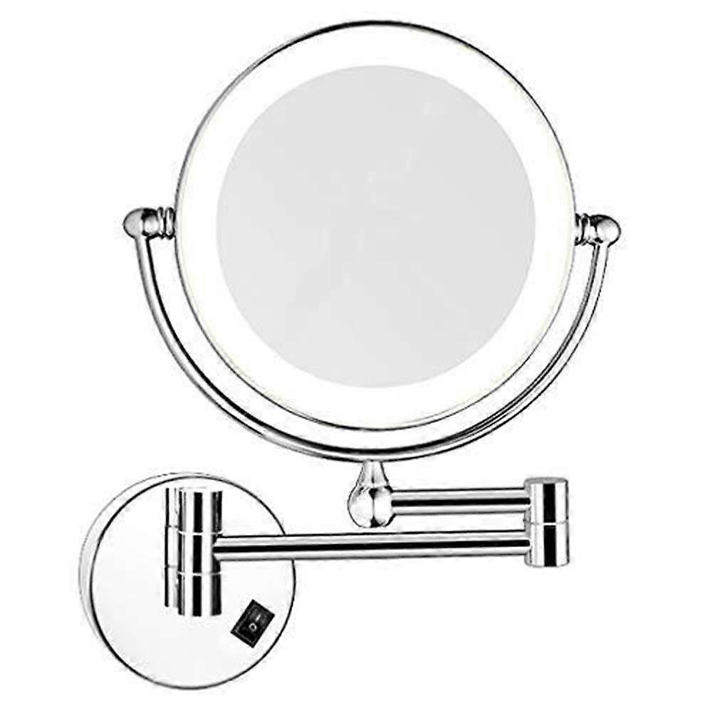 LED Vanity Mirror 8 Inch Wall Mounted Double Sided with Fill Light USB Charging for Bathroom Silver