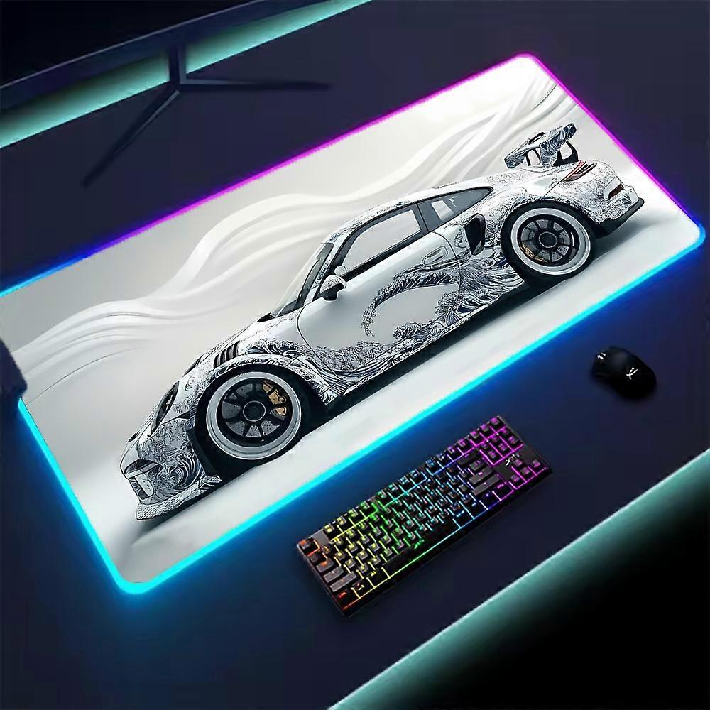 Car Super Cool RGB Mousepad Computer Table Mat Gaming Mouse Pad Gamer Accessories LED Backlit Keyboard Cabinet Mousepad Deskmat