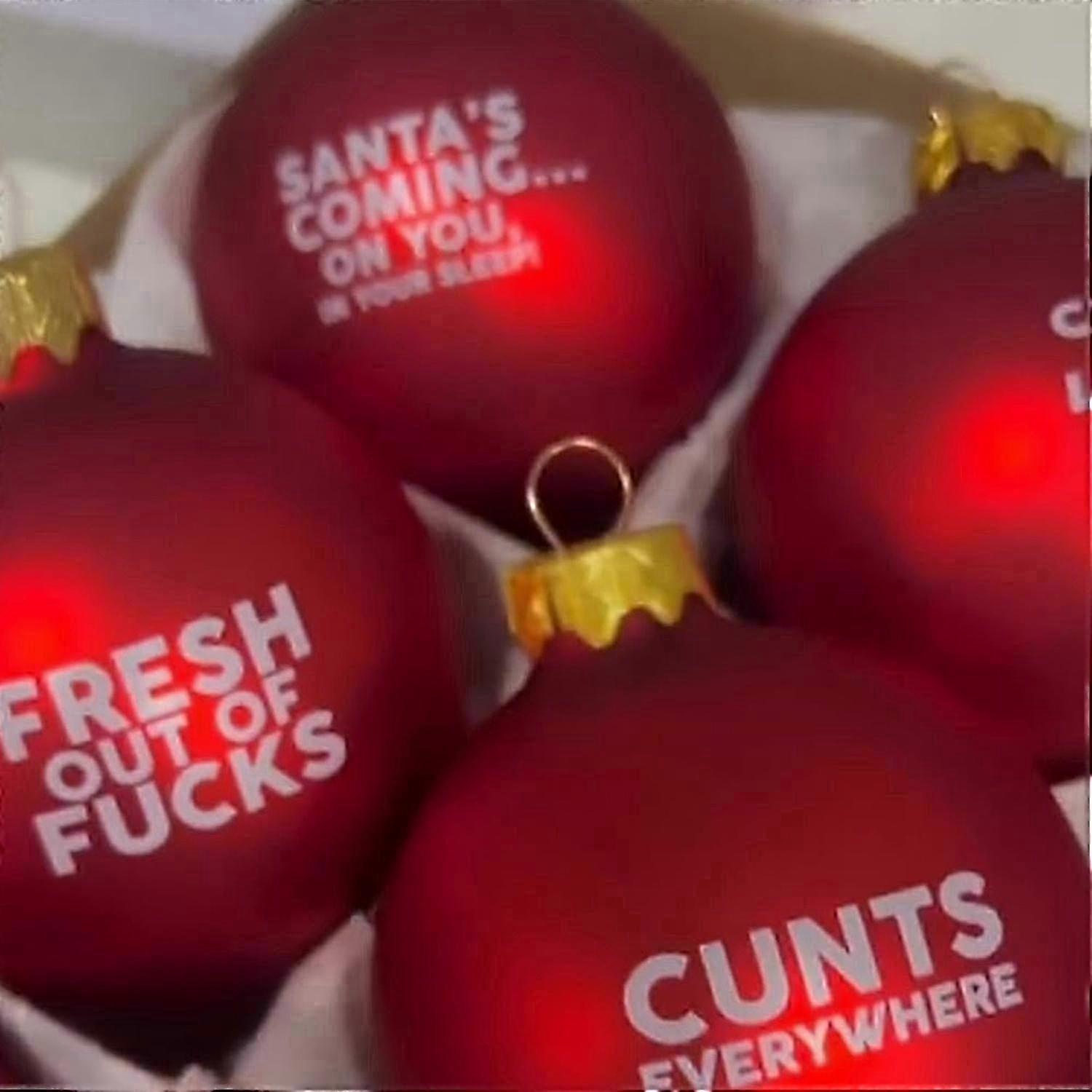 Set of 12 Baubles for Christmas, Sweary and Offensive Fun Tree Ornaments