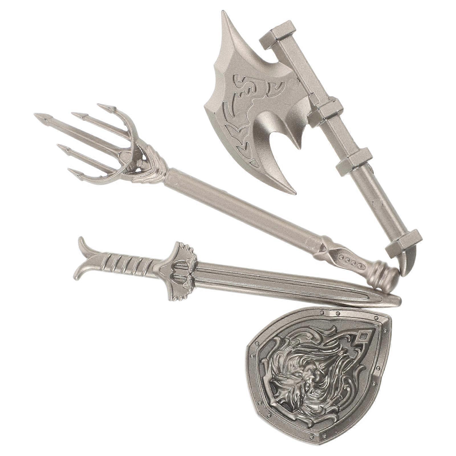 Stackable Accesories Kids Miniature Swords Shields Set for DIY 4Pcs