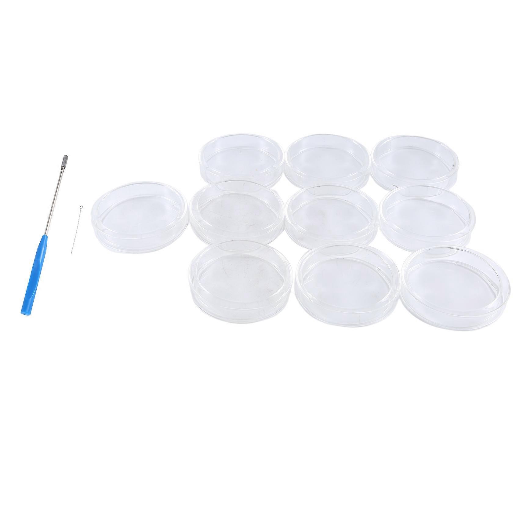 90 mm Glass Petri Dishes, 10 Pcs Autoclavable Lab Petri Plates with A Inoculation Loop, Autoclavable and Reusable