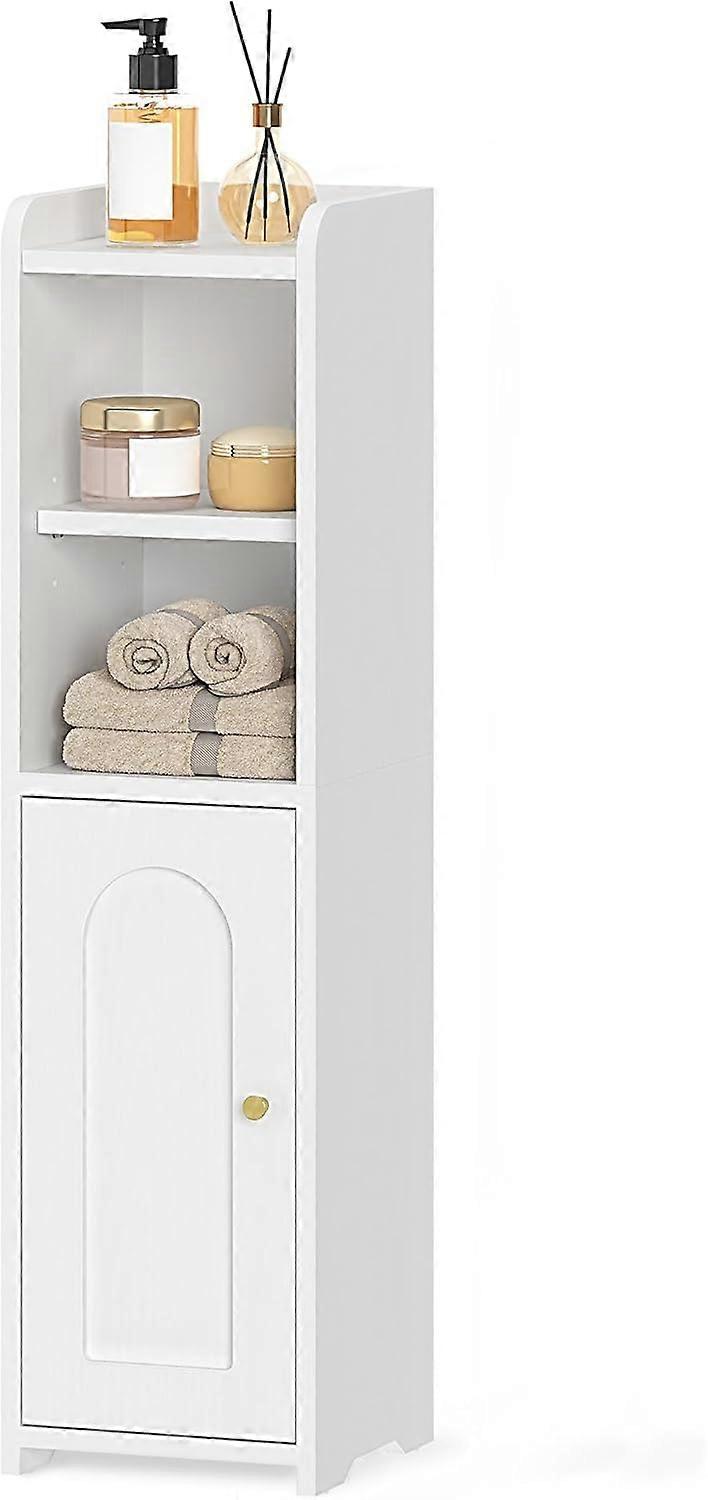 White Corner Bathroom Storage Cabinet with Doors, Adjustable Shelf, SpaceSaving for Small Spaces