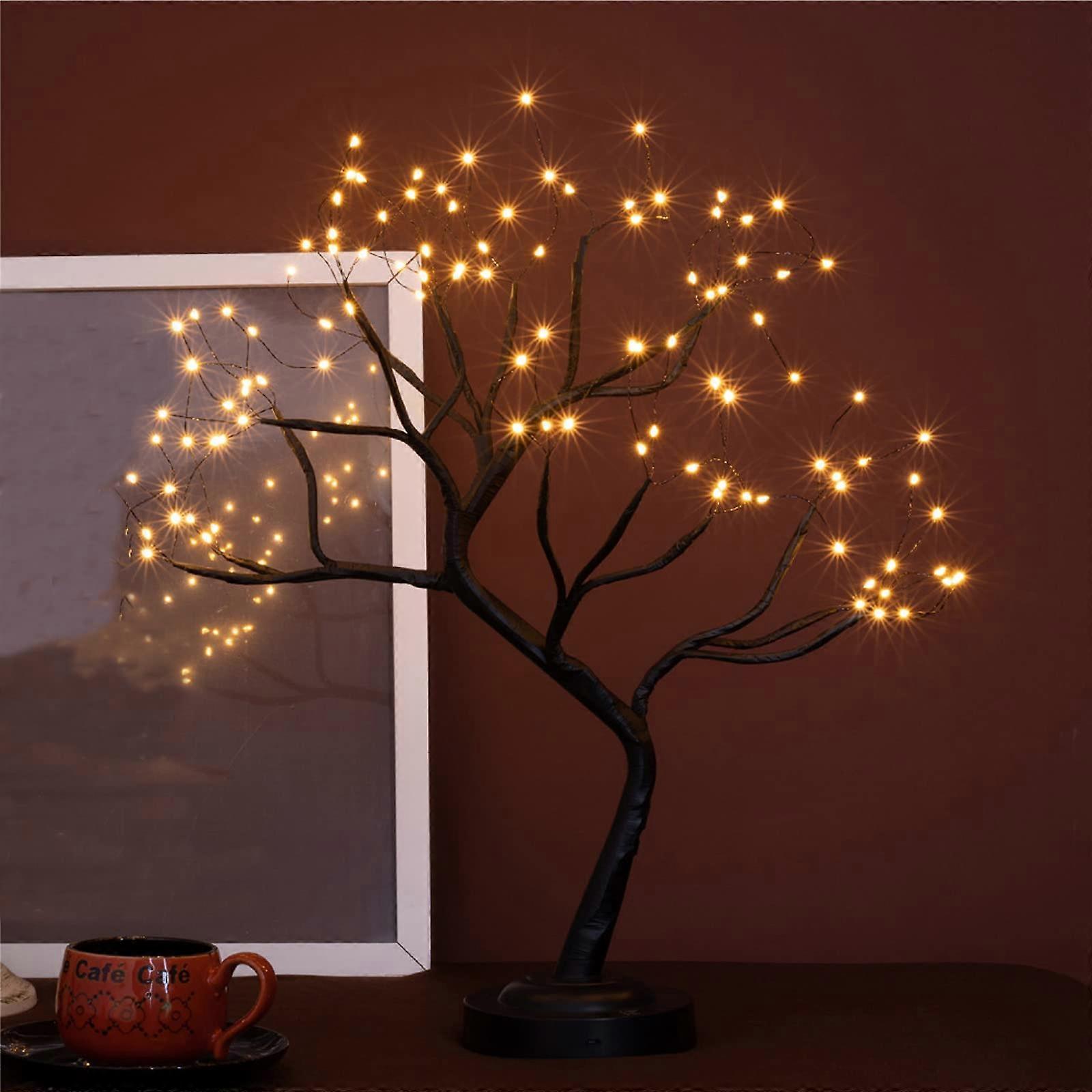 LED Bonsai Tree Light with 8 Lighting Modes, Warm White Glow, USB or Battery Powered Lamp