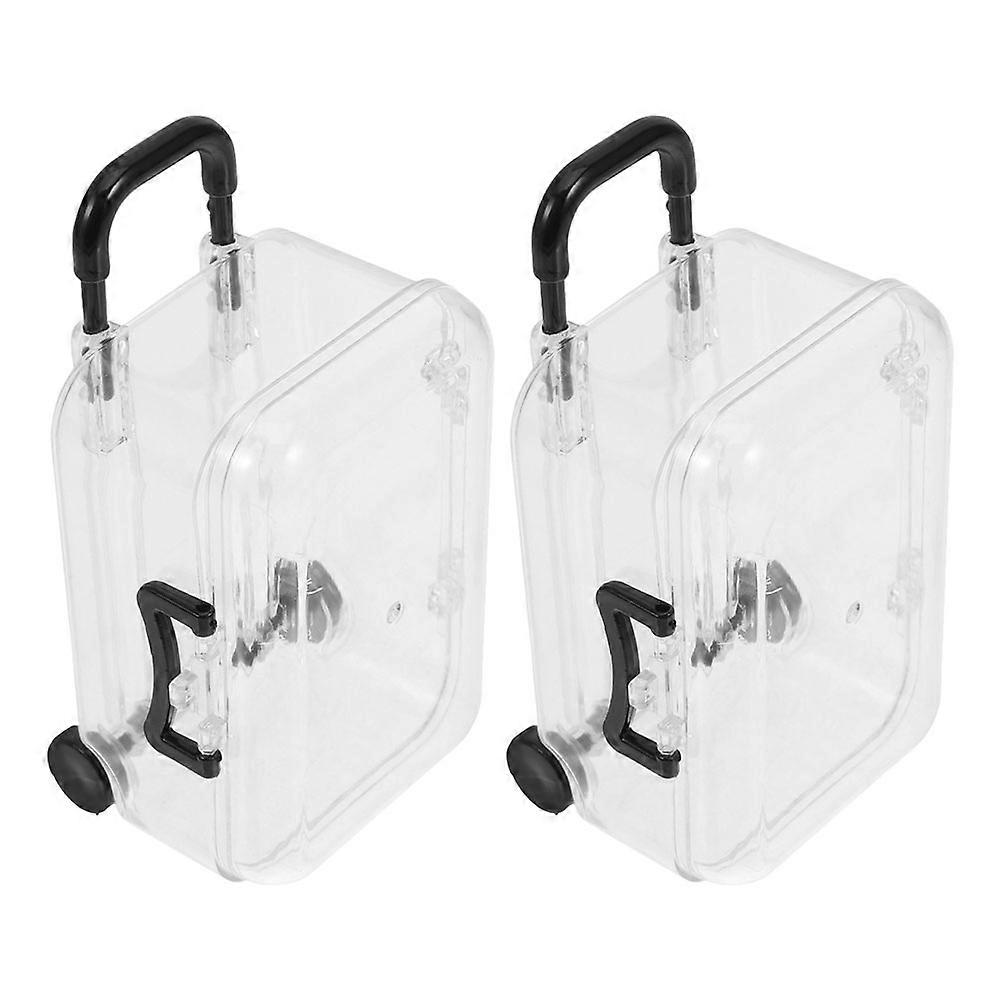 Mini Suitcase Party Favor Box for Decor 2Pcs Clear Plastic Storage Solution