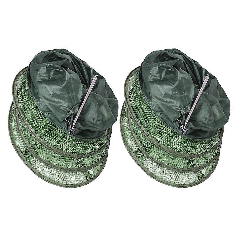 Collapsible Fish Keeping Net Rectangular Shape Olive Green 115.00X25.00X25.00CM Edge Protection Design 2Pcs