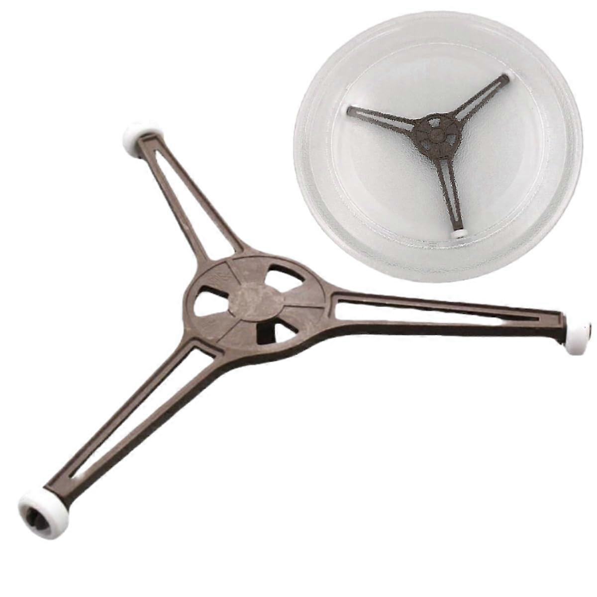 Microwave Turntable Support Ring Replacement Triple Arm Rotating Plate with Wheels 3.54in