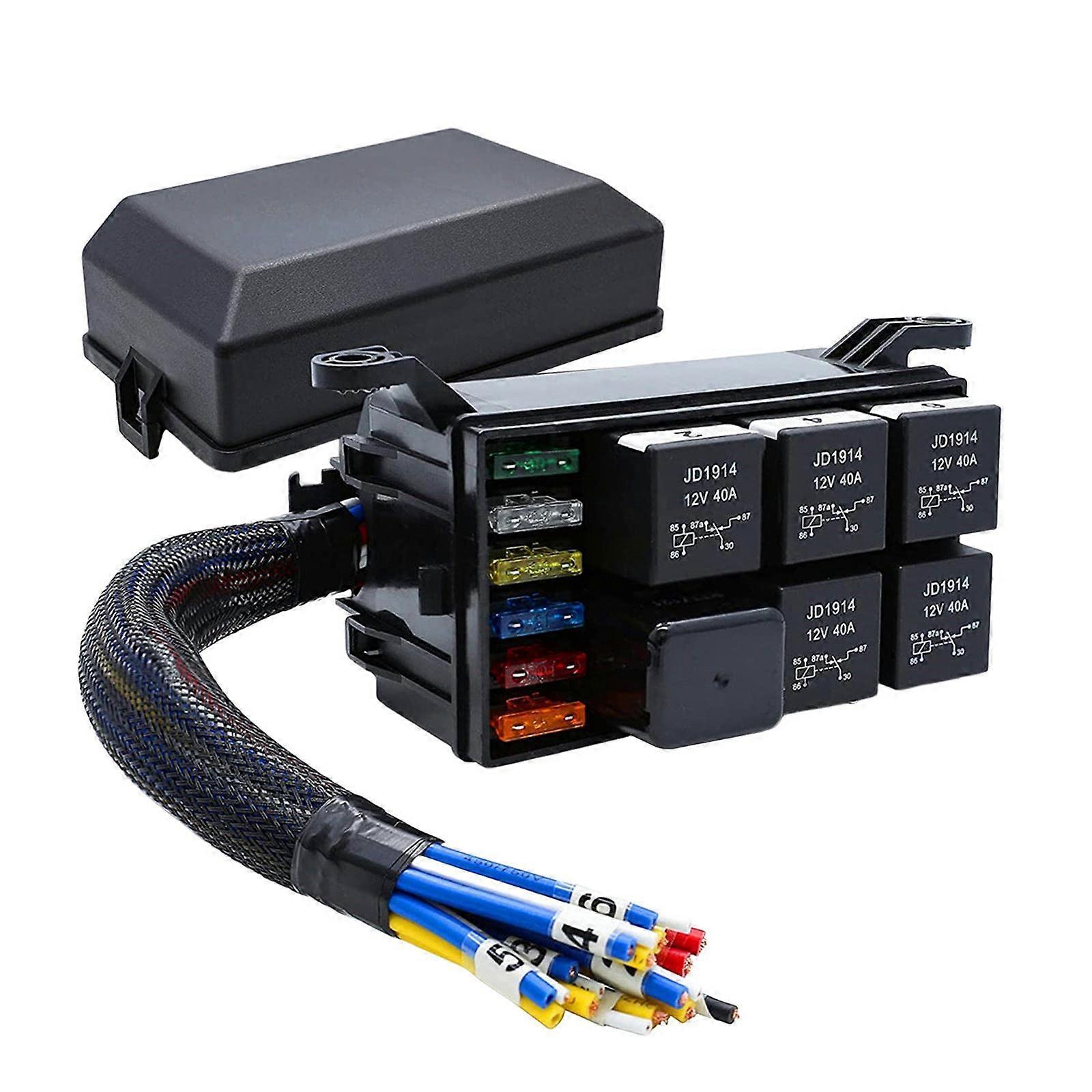 Fuse Relay Box Waterproof 12V Fuse Block and Relay Box for Car Marine Truck 5 Pin Size 4.88x3.74x2.76 Inches