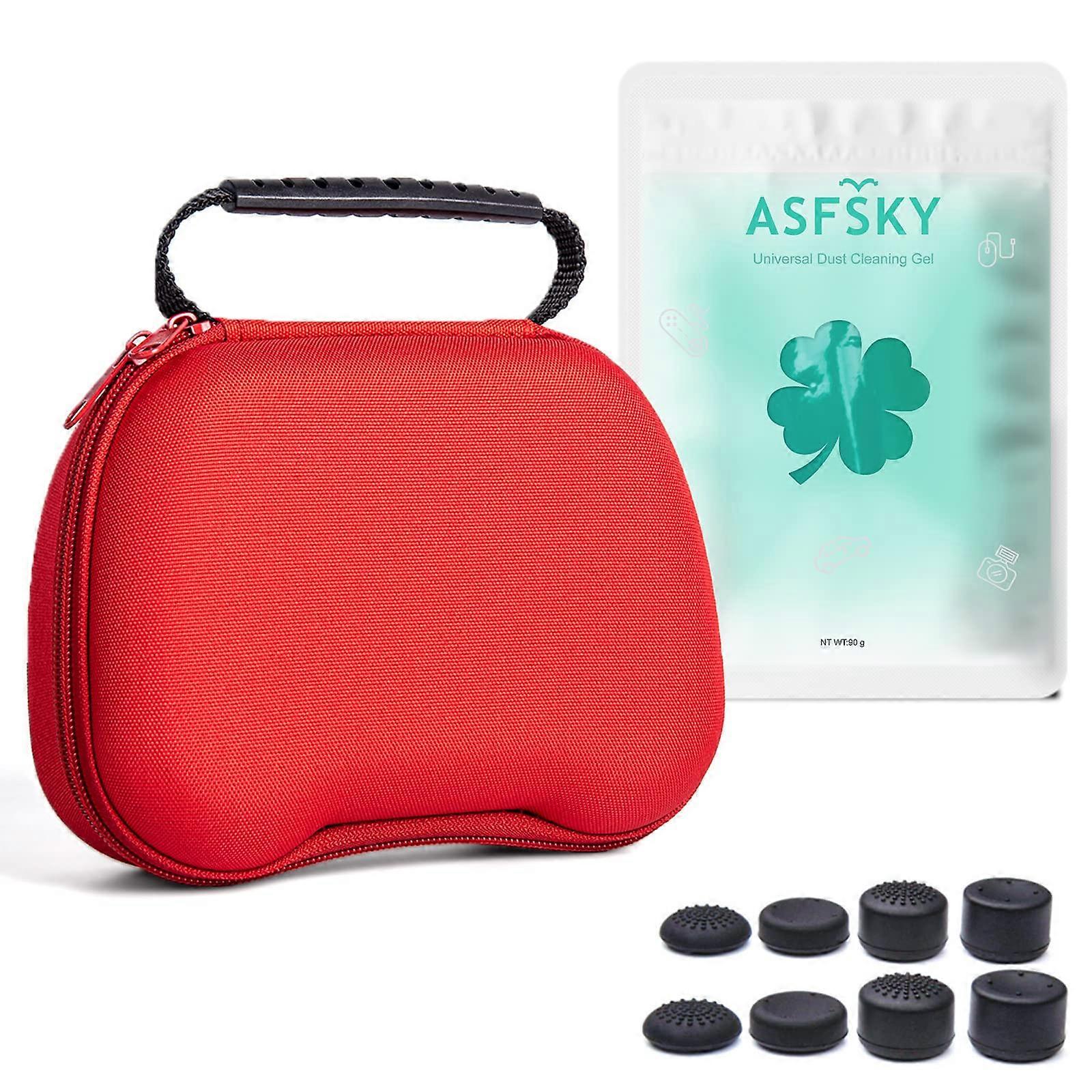 DualSense Controller Case Red Shockproof Hard Shell with Secure Zipper for PlayStation 5