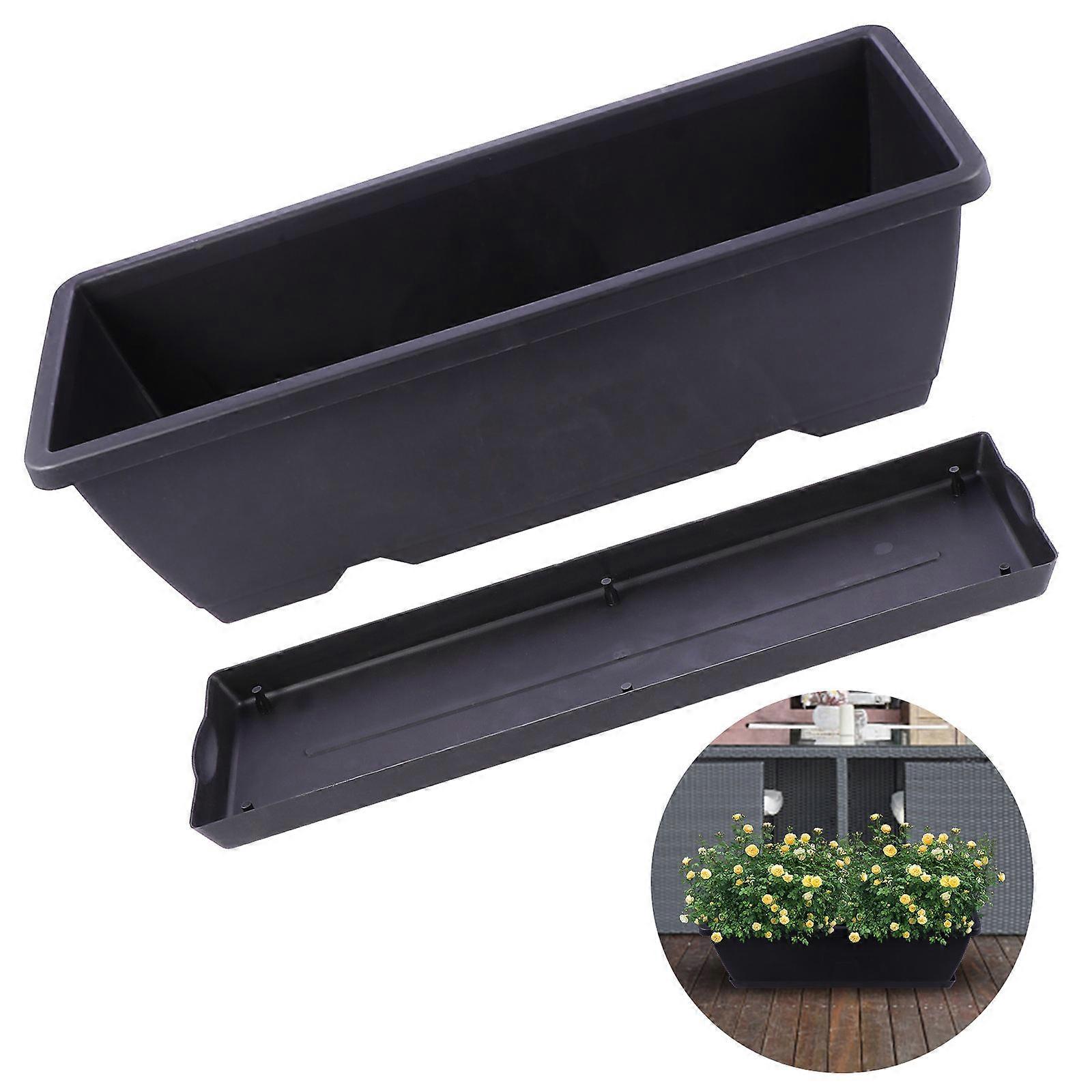 Plastic Planter Rectangular Plant Pot with Drainage Hole for Garden Use