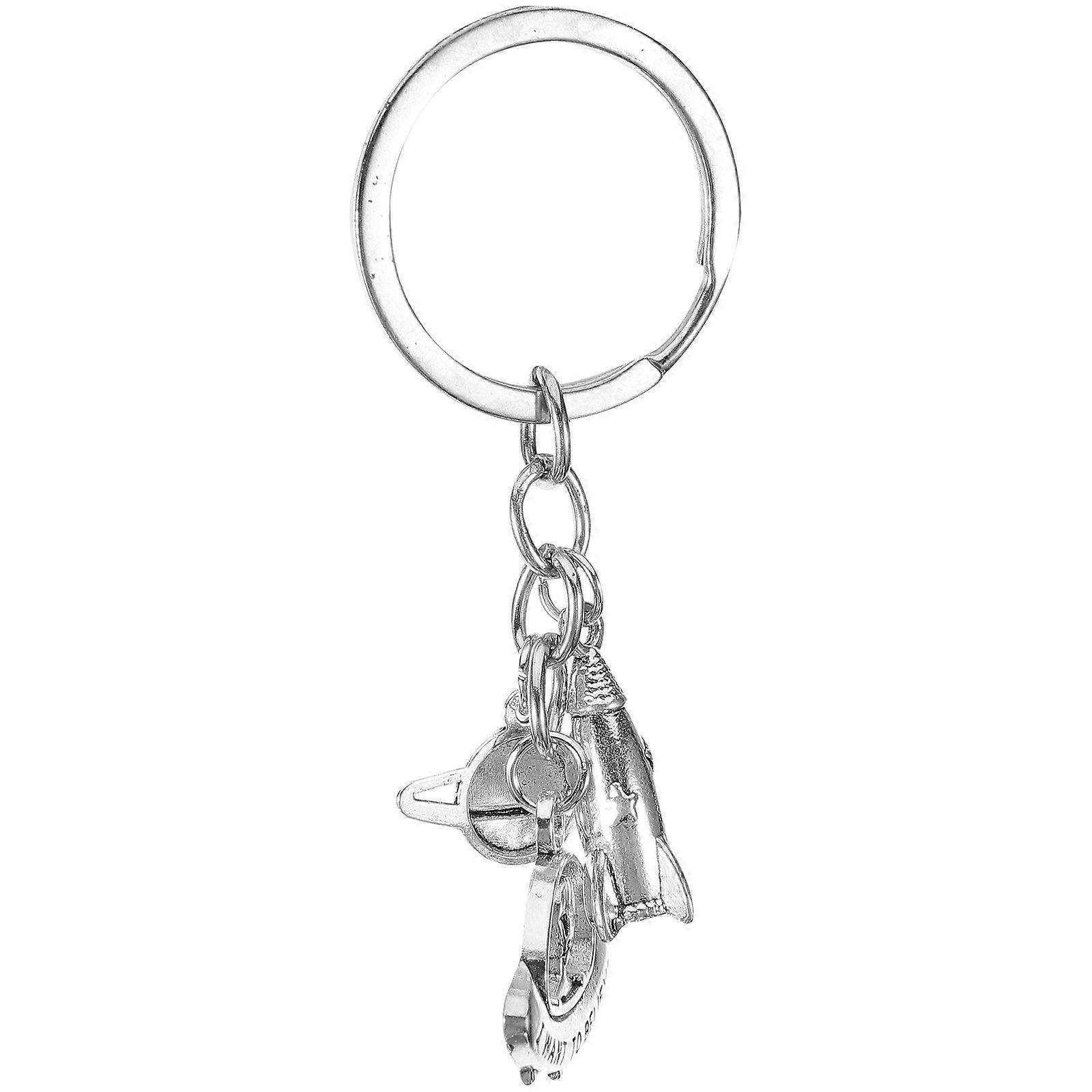 Creative Gift Keychain for Decoration Silver Spaceship Hanging Pendant