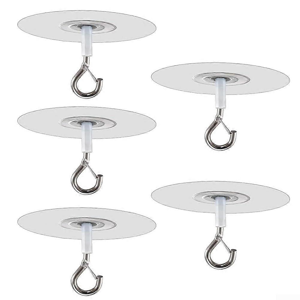 5 Pcs No Hole Ceiling Hooks with Strong Adhesive Hold, Damage Hanging for Kitchen Bathroom