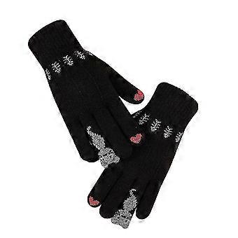 Damen Mädchen Strickhandschuhe Finger Warmhalten Bedruckte Winterhandschuhe Weiche Warme Fäustlinge f26 25-26