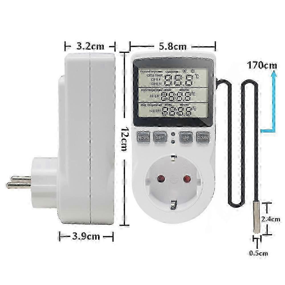 Digital Temperature Controller Socket EU Plug Thermostatic Switch Temperature Controller with Sensors Probe Heating Cooling US