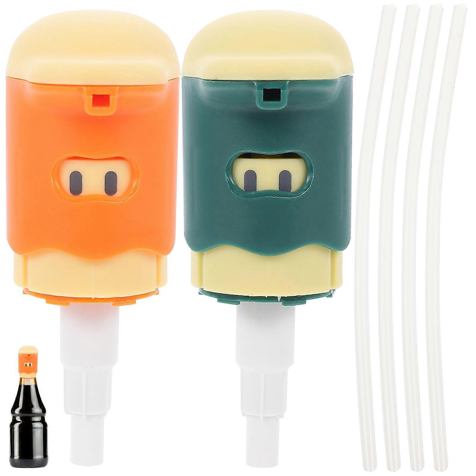 Oyster Sauce Dispenser Press-Type Bottle Nozzle 2Sets for Kitchen Use