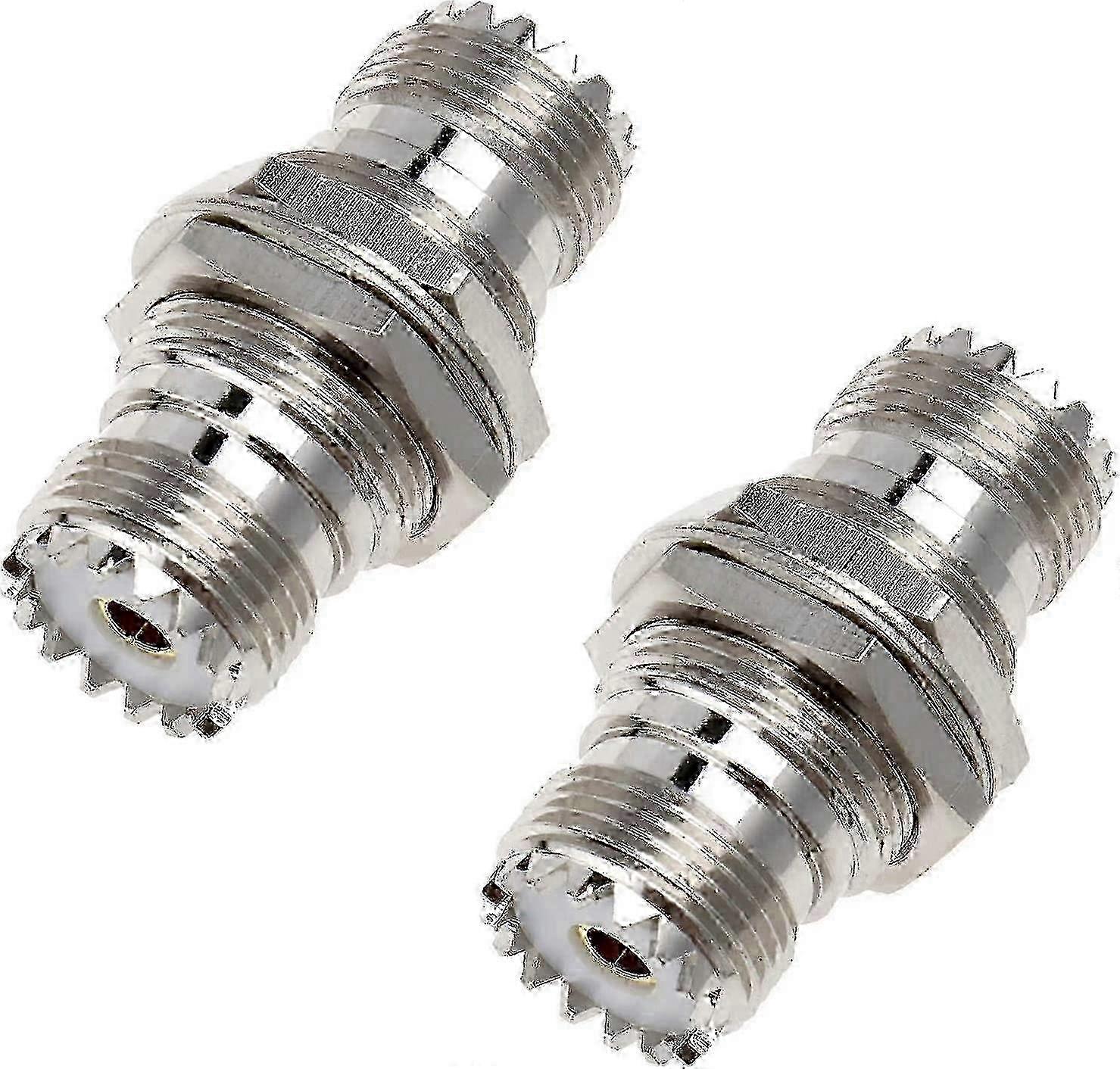 UHF Coaxial RF Plug Socket Connector with Nut & Washer, Silver (2-Pack)