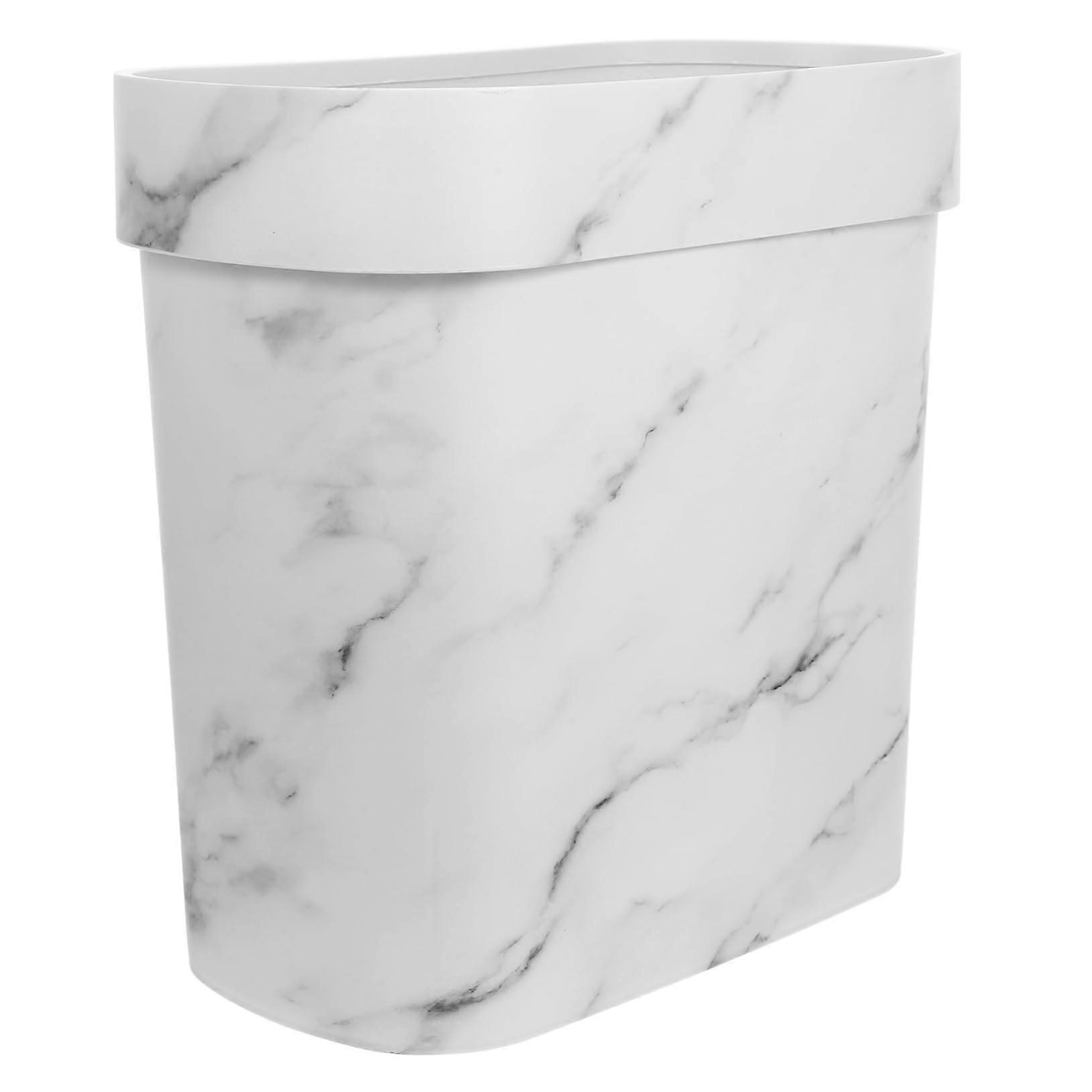 Slim Marble Trash Can Bathroom Waste Bin SpaceSaving Decorative Garbage Basket for Small Spaces