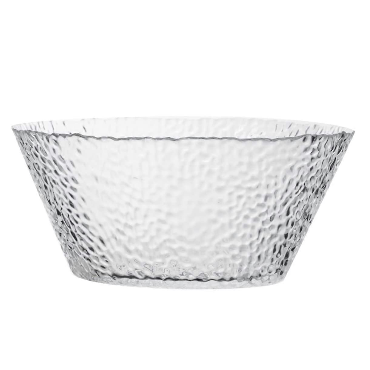 Large Hammered Glass Salad Bowl for Fruit Vegetables Snacks and Desserts, Elegant Irregular Pattern