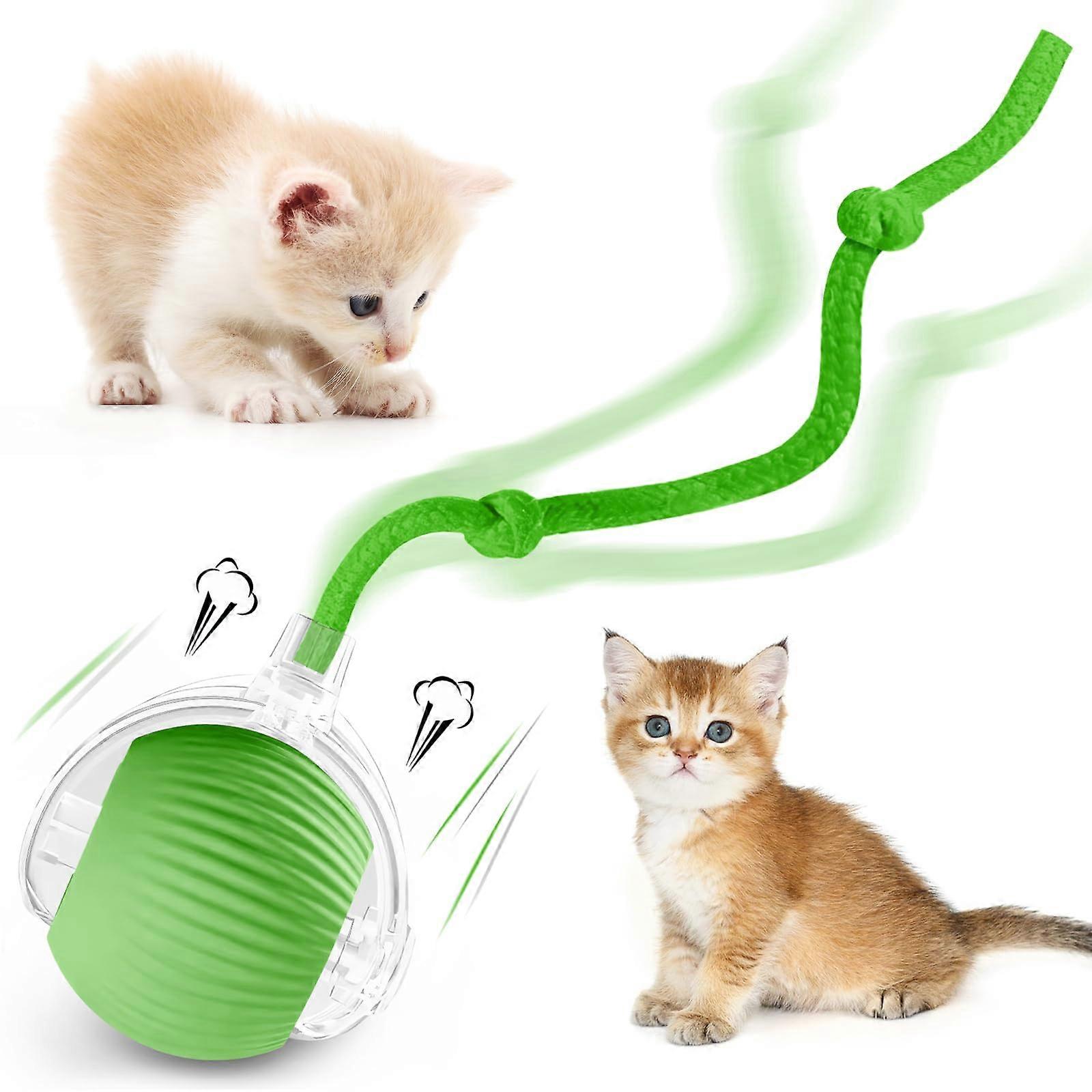 Interactive Cat Toy Ball with 360° Smart Rolling, Three Speed Modes, Rechargeable, Green