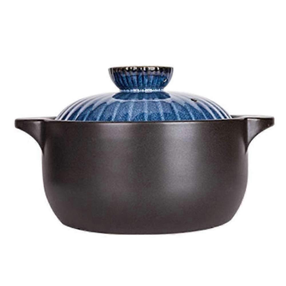 Ceramic Casserole Dish 2.5L with Lid,  Temp Resistant Dual Handle Soup Pot for Cooking