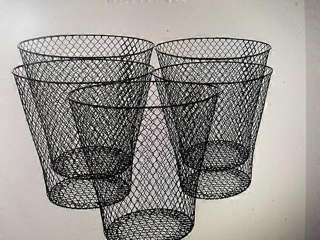 3Pack Black Round Wire Mesh Wastebasket, Durable Office Trash Can with Ventilated Design