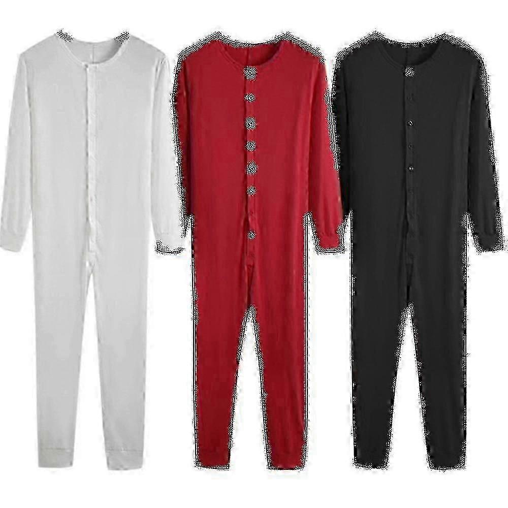 Men's One Piece Long Johns Night Pajama