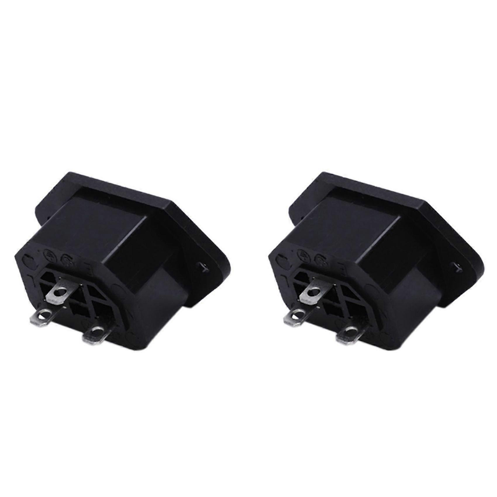 2X AC 250V 10A IEC 320 C13 Panel Mount Plug Connector Socket Black
