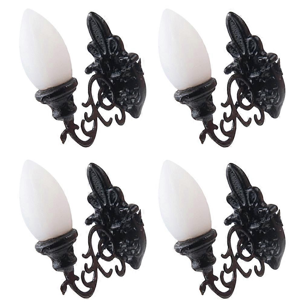 Miniature Wall Lamp for DIY Decoration 16Pcs Black ABS Material Set