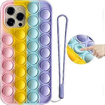 Fidget Phone Case for Samsung Galaxy S21 Ultra with Rainbow Silicone Bubbles and Shock Protection