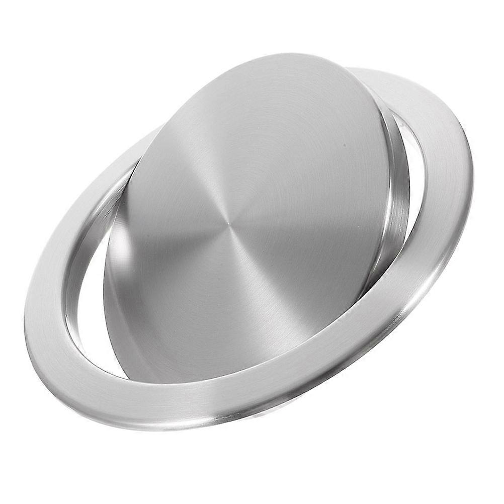 Silver Stainless Steel Trash Can Lid with Flip Function for Bathroom Use