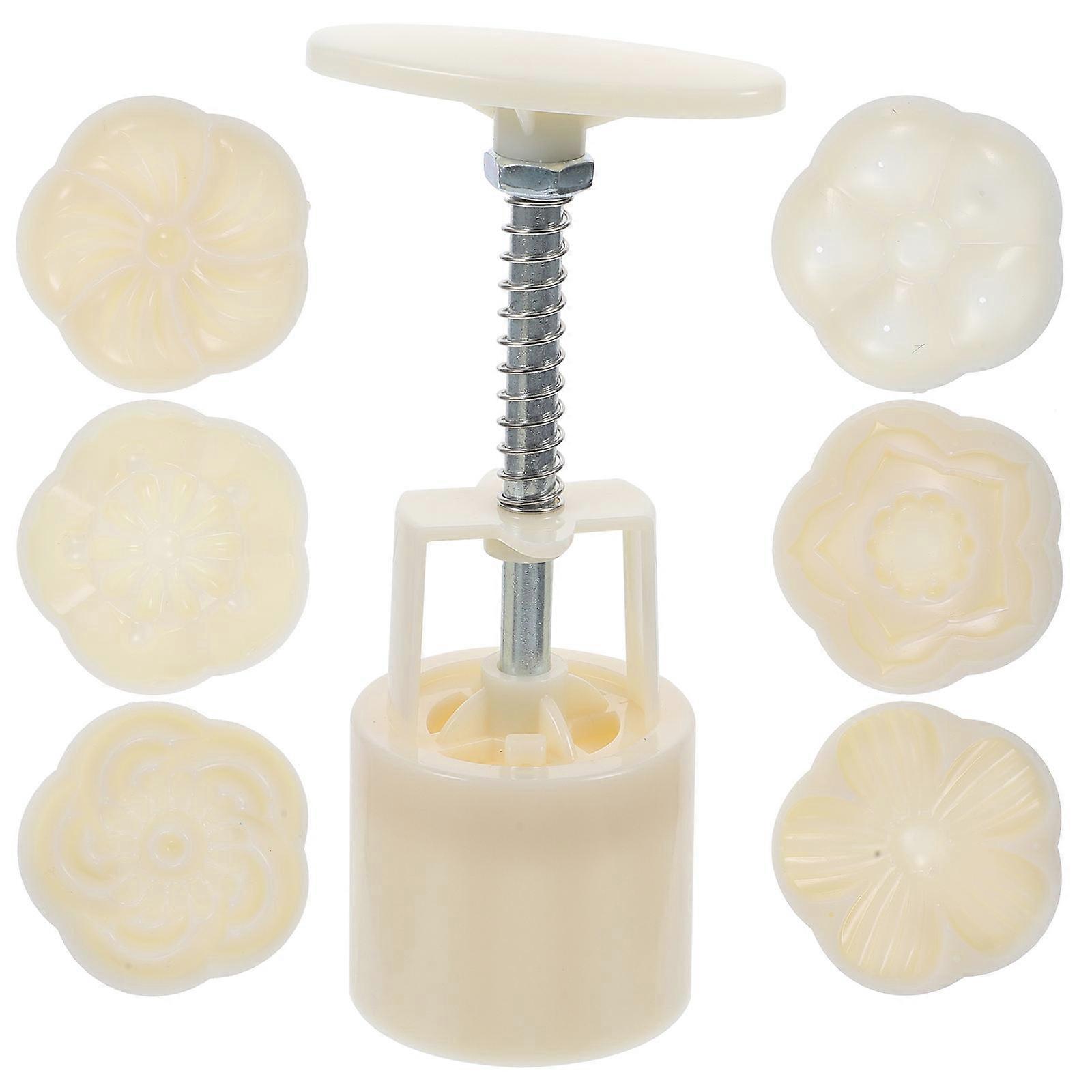 Hand Press Moon Cake Mold DIY Mold for Baking 1Set with Flower Pattern