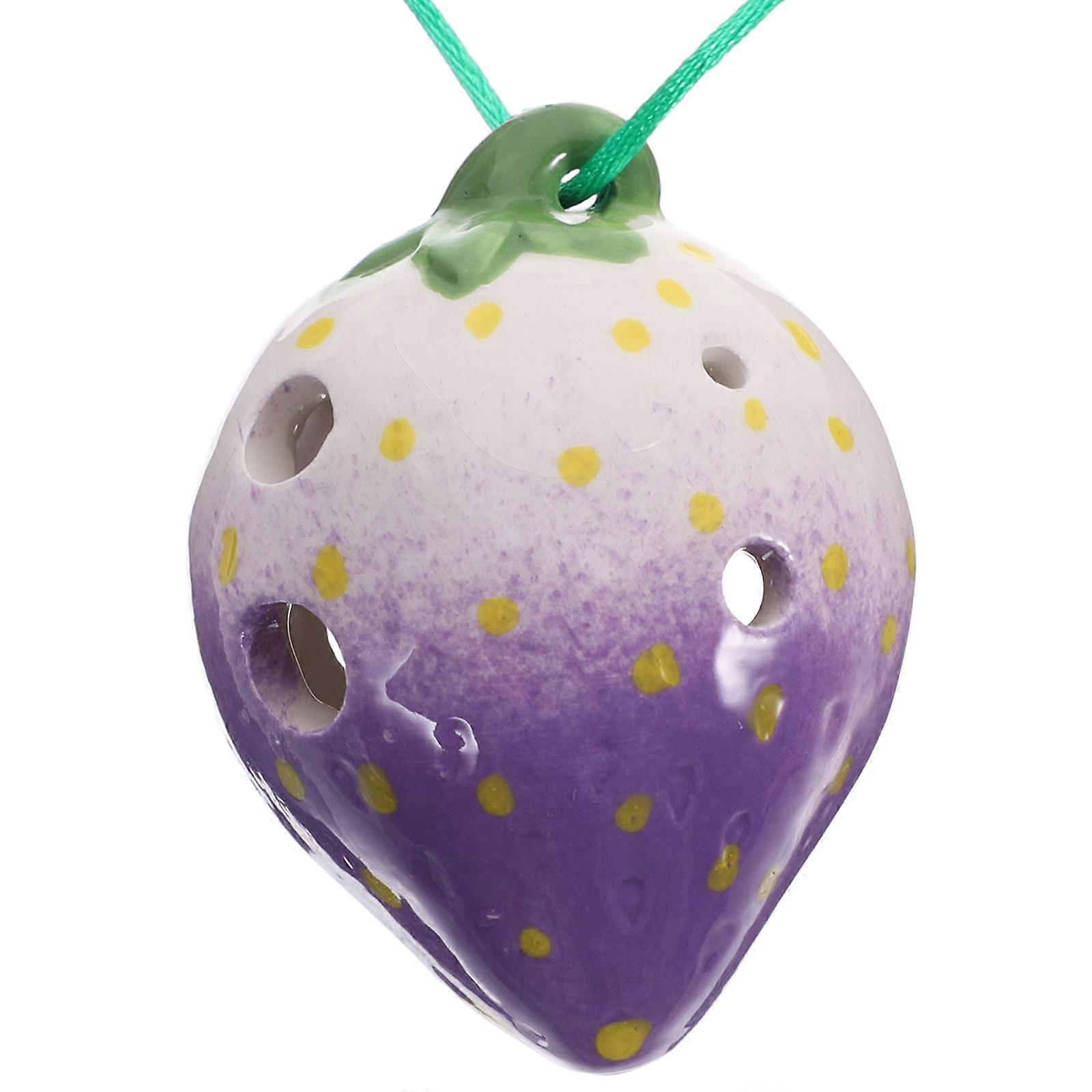 Beginners Practice Strawberries Shape Ceramic Ocarina 6 Holes for Playing