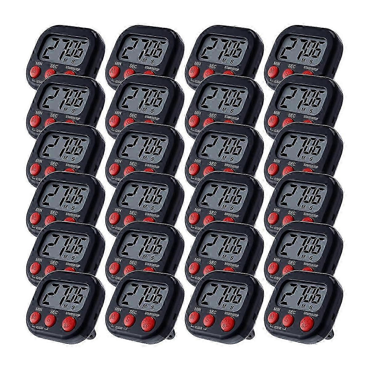 24 Pcs Digital Kitchen Timer Magnetic Back Timer Bulk Large Screen Loud on/Off Switch Minute Second