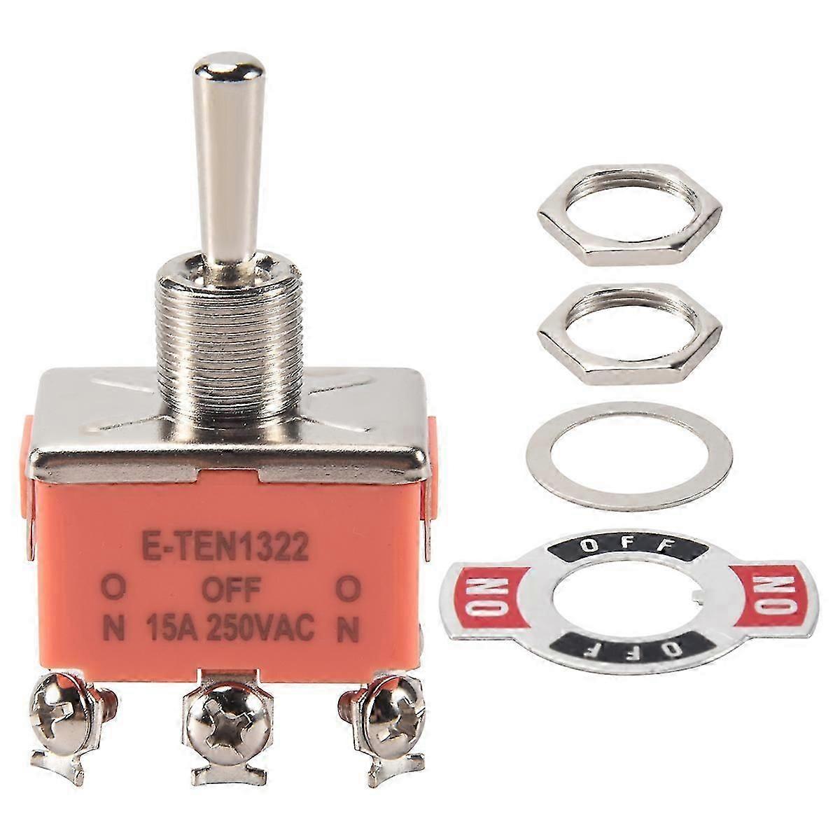 AC 250V 15A Latching 3 Way On-Off-On Single Pole Double Throw Toggle Switch