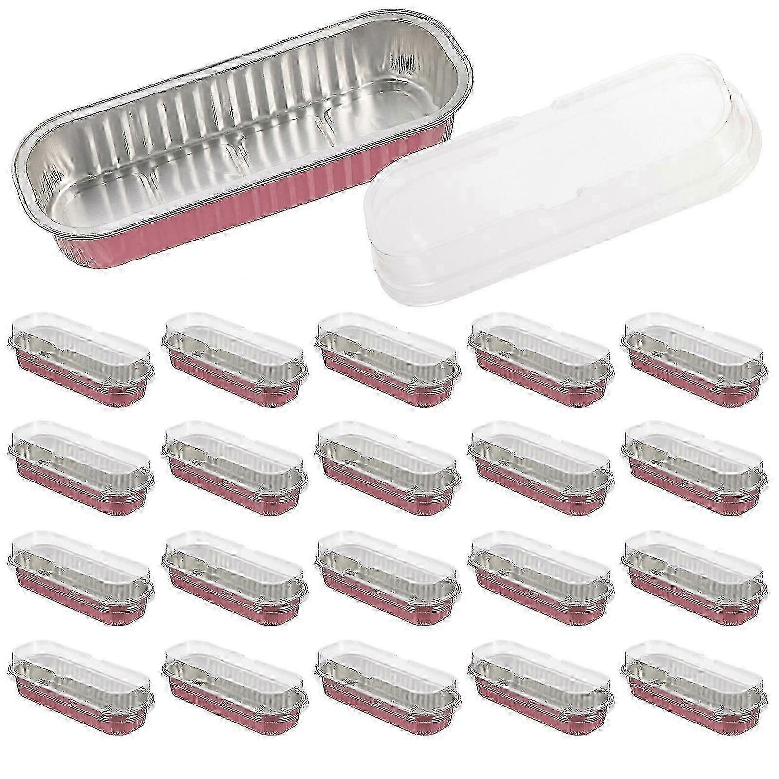30pcs Clear Rectangular Cake Boxes with Pink Lid