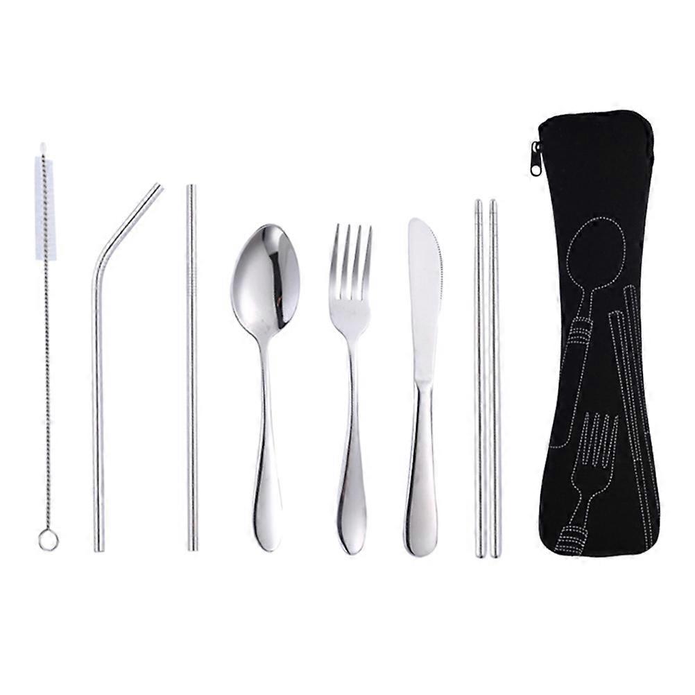 Stainless Steel Tableware Set for Kitchen Use 7Pcs Portable Dinnerware Kit