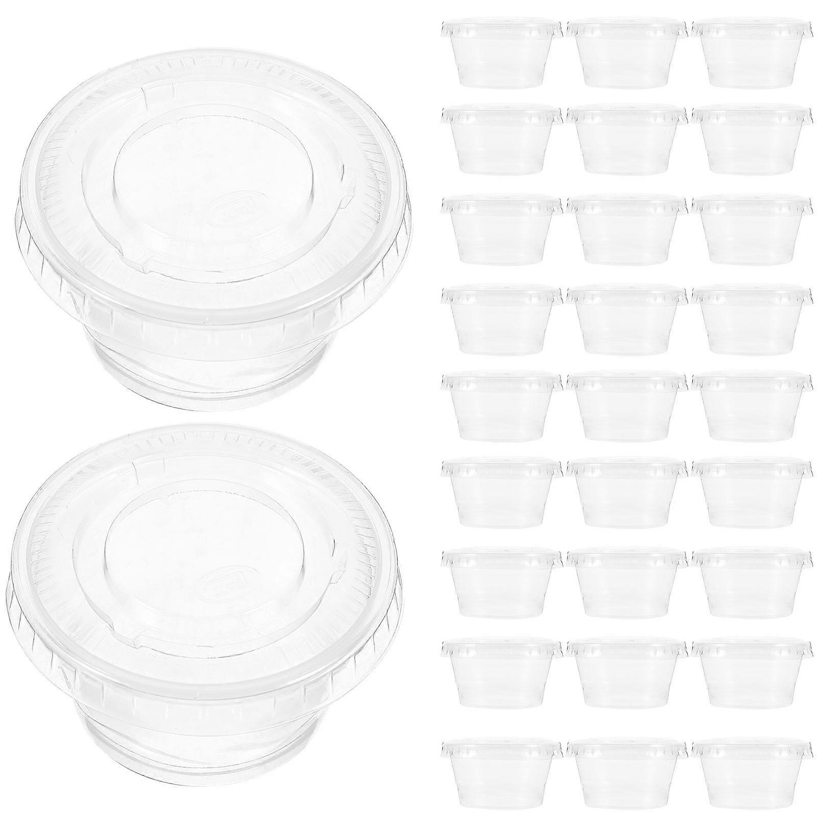 Disposable Sauce Cup with Lid for Storage 100Pcs Transparent PP Material
