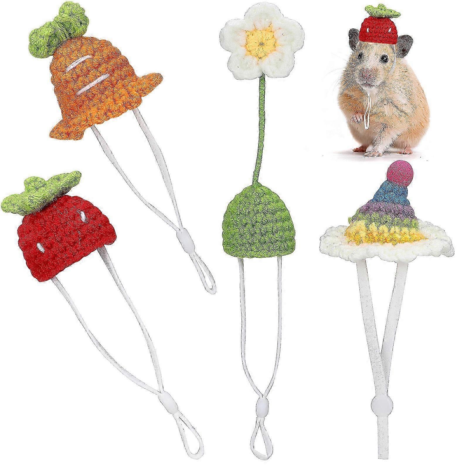 8Pcs Adjustable Knitted Pet Hats, Assorted Colors, for Small Animals