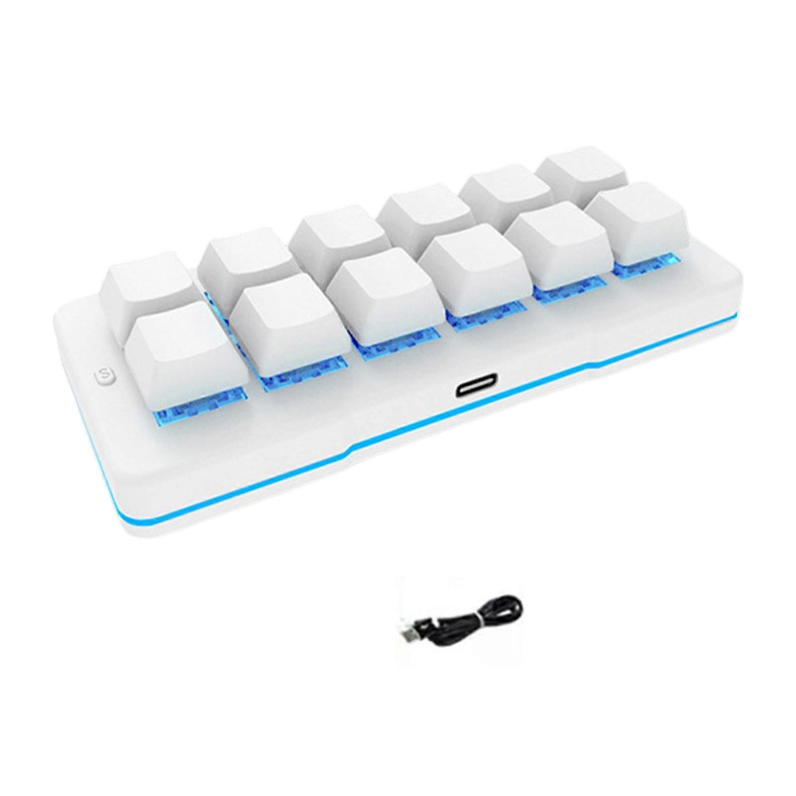Multifunction Mini Keyboards 12Key Macros Support Color Light For Computers Numpad Keypad  White