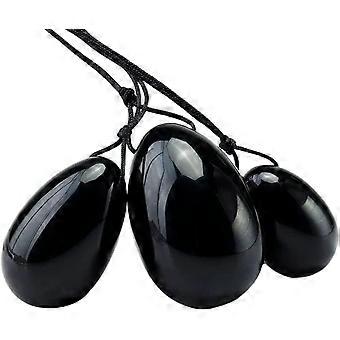 PurewH Black Jade Y-O-N-I Eggs Massage Stone, Black Obsidian Massage Balls