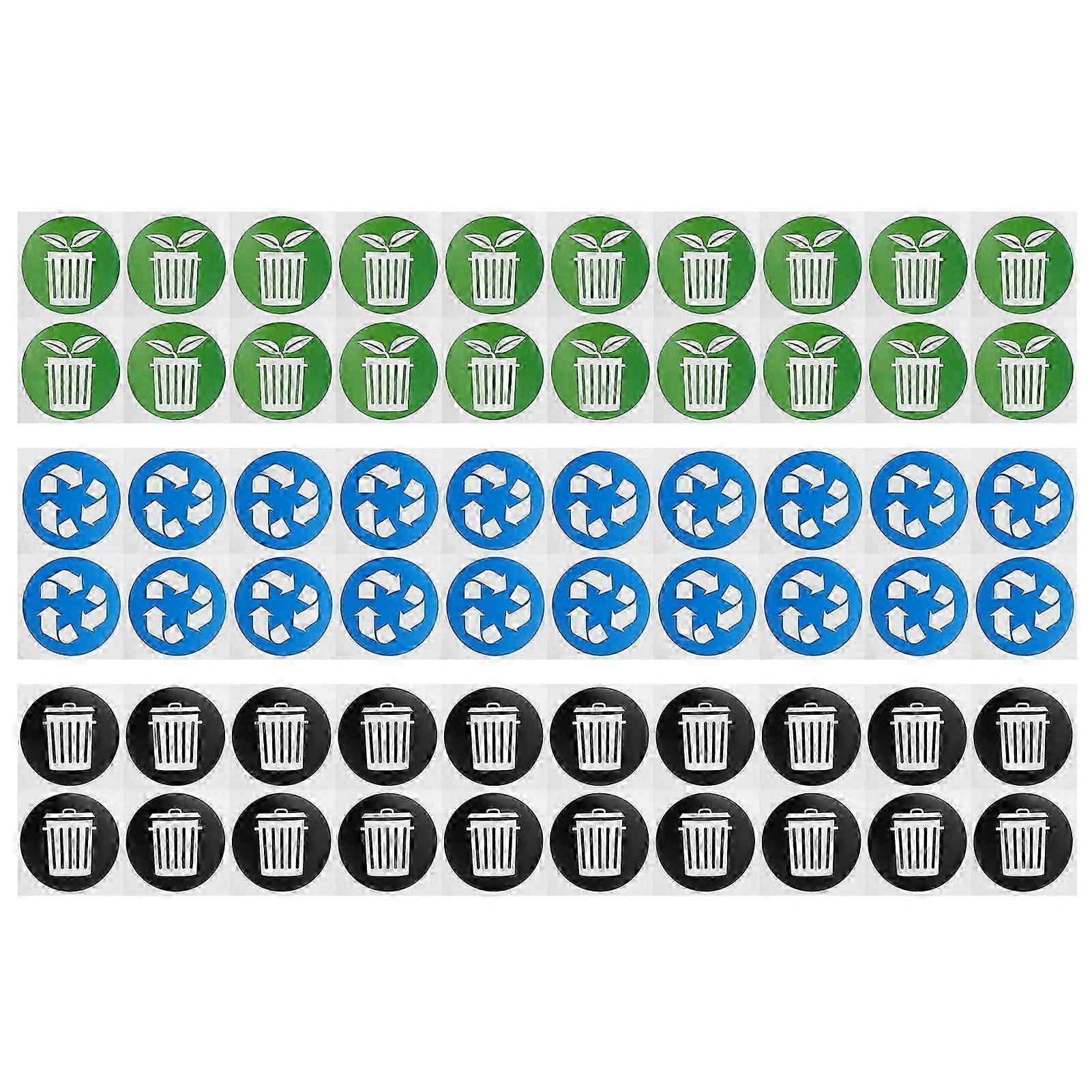 60Pcs/Set Circular Garbage Collection Identification Recycle Decal Dustbin Sticker