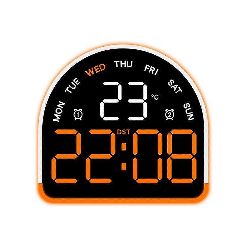 LED Ambient Light Clock White Shell Orange Light