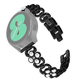 Voor Samsung Galaxy Watch4 Classic 42 mm / 46 mm polsbandje parels klavertje vier roestvrijstalen band